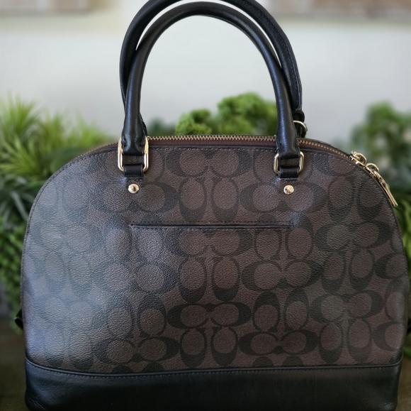 Coach Sierra Satchel In Brown Signature Coated Canvas With Black Leather Trim - Picture 8 of 13